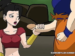Kale gives goku a handjob