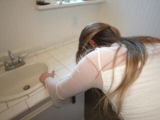 Skinny teen desperately wanted to get laid, so they had a quickie in the bathroom POV