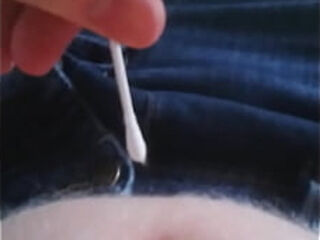 Albino innie belly botton soft poking with ear sticks 1