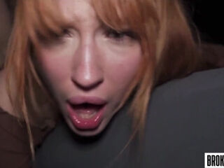 Hot slender redhead joins a hardcore pounding session where her pussy gets fucked with long shaft