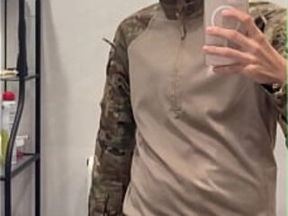 Military showing big cock and jerking off