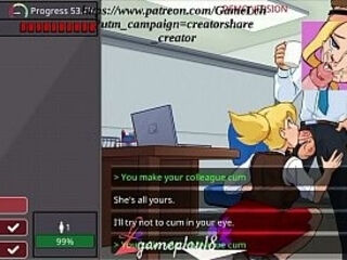 Barely Working: Working and satisfying my colleagues'_ desires (18  gameplay, heterosexual route)