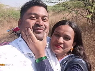 Indian with big tits seduced husband in open and fucked him in the forest