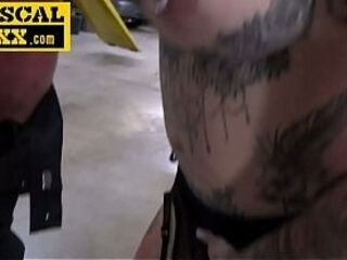 Submissive French MILF Face-Fucked and Screwed in a Car Garage