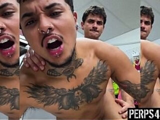 Bathroom Pervert Gets Pounded by the Horny Security Guard to Avoid Arrest - Perps4k