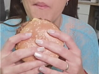 Playing with Junk Food Between My Mouth and My Hair