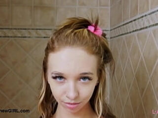 Sweet blonde model took a shower