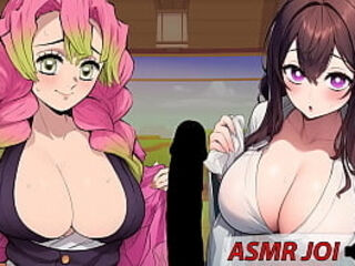 Entrenamiento de polla con las chicas de Kimetsu. &iexcl_JOI con voces espa&ntilde_olas!
