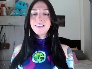 Huge titted shemale tranny masturbating seductively