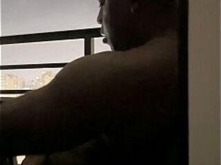 Blowjob on the hotel balcony with my roommate -amateur couple- nysdel