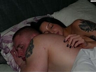 While Hubby is sleeping, his Young Wife Cheats and Fucks with his Step Daddy and the next room! (Newlyweds Part 1)