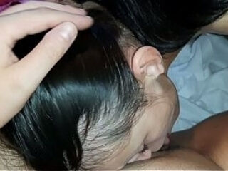 Our slave girl takes turns licking our pussies