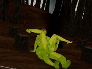 Shrek and Fiona having sex at camp