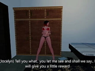 Step-Sister Jocelyn has heard her Step-Bro has a big cock