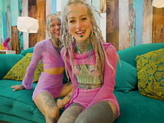 Heavily Tattooed Couple&rsquo_s First Time with Trans Dark Leaves &ndash_ ATM &amp_ Facial