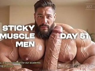 Sticky Muscle Men Day 51 Preview, AI-Generated Muscle Guys, Big Dicks, Big Cum Loads