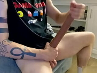 Watch me moan and jerk off at my desk before I cum