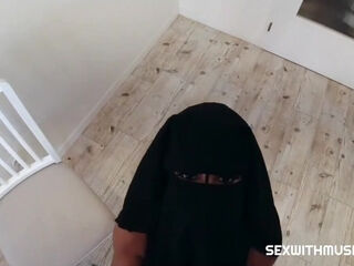 The sexily-dressed Muslim beauty is going ham on the guy's dick