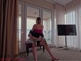 serious business woman in white pantyhose has gloryhole sex with boss - business-bitch