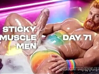 Sticky Muscle Men Day 71 Preview, AI-Generated Muscle Guys, Big Dicks, Big Cum Loads