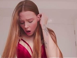 ASMR : She Dropped The Towel in Burgundy Lingerie &amp_ Black Nylon Stockings Begged For Cum On Ass POV - FREE