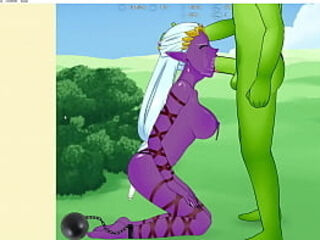 Hentai dark elf deepthroats orc cock