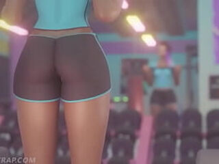 Sombra and Brigitte naughty work out