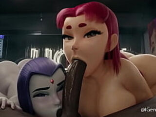 Raven and Starfire working together