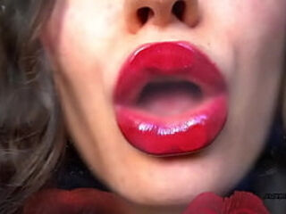 Tender naughty red kiss