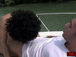 Horny big tits MILF Stacy Bloom hardcore anal on friends boat after blowjob