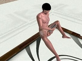 3D Gay Porn: Solo Hunk Jerks Massive Cock with Tight Torch Fleshlight Grip