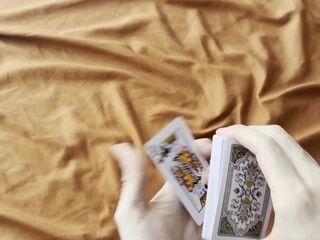 Losing the game of dare on cards, the blonde offers her body.