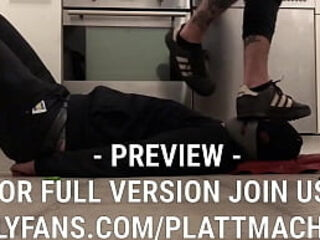 Trampling in Adidas soccer shoes on the human doormat
