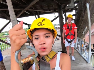 Zipline fun and hot sex at home after
