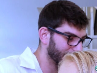 Skinny blonde chick really wanted to put her classmate's big dick in her mouth