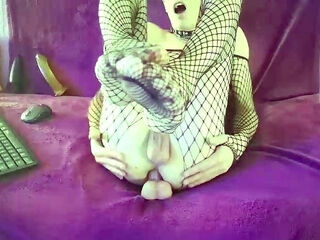 Solo shemale amateur with big tits masturbating