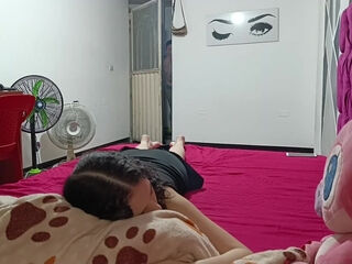 Slim stepsister got woken up with his fingers in her pussy and didn't mind it POV