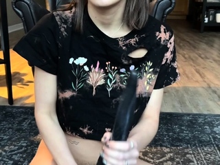 Kinky moist taco brunette anal toy play during masturbating
