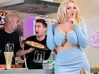 Curvy Blonde Takes a Cum Facial Then Gets Her Cunt and Ass Fucked by Three Cocks in the Kitchen