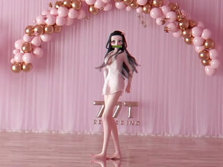 MMD Nezuko dan&ccedil_ando ao som do mc poze anos anos 80s