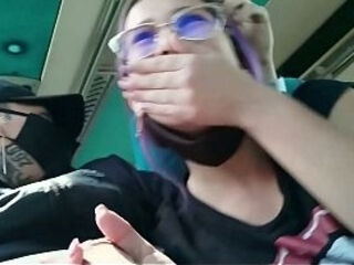 Blowjob and fucking with creampie in public service bus - BlakeProductions