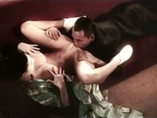 A cinematic shots of a geisha taking in her partner in elegant cowgirl