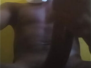 Big black cock teen jerks his bbc until he cums