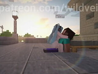 Hatsune Miku fucks Steve - Minecraft