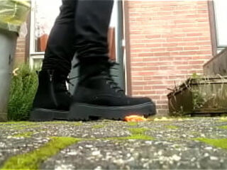 Mistress spitting and crushing fruit