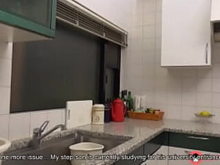 Japanese brunette housewife Ryouko Murakami blowjob hard cock form her stepson