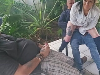 Cuckold Friend fucking my wife while i jerk of and cum on them fucking