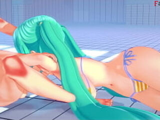 Hatsune Miku bikini footjob and blowjob | 1 | Vocaloid | Full &amp_ POV on Sheer &amp_ PTRN: Fantasyking3