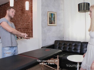 Massage guy talks his way into a tight asshole of Katti Gold