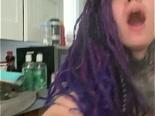 Dreadhead Latina slut gets bent over kitchen counter